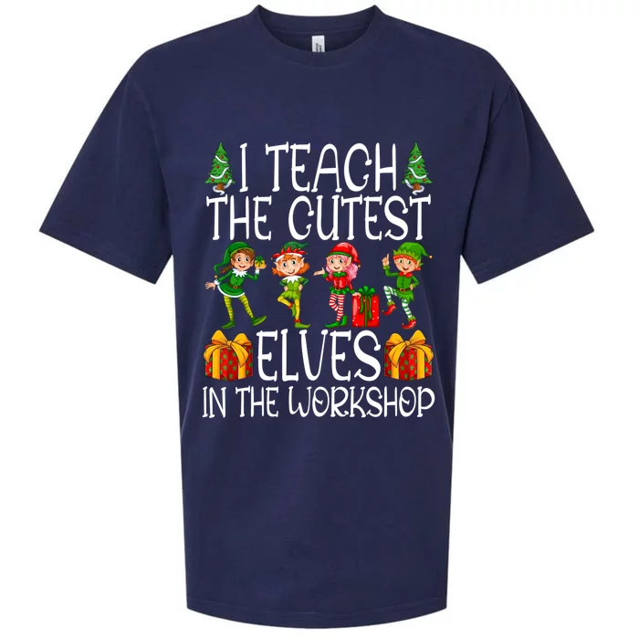 I Teach The Cutest In The Workshop Christmas Teacher Cool Gift Sueded Cloud Jersey T-Shirt