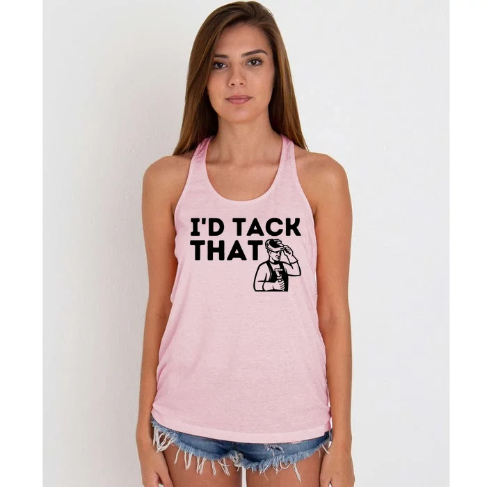 Id Tack That Metal Worker Welding & Welder Women's Knotted Racerback Tank