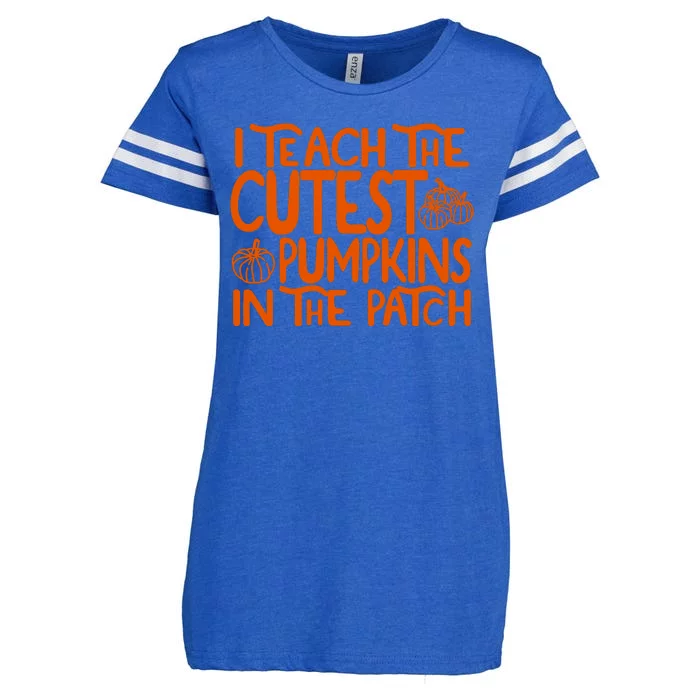 I Teach The Cutest Pumpkins In The Patch Halloween Teacher Enza Ladies Jersey Football T-Shirt