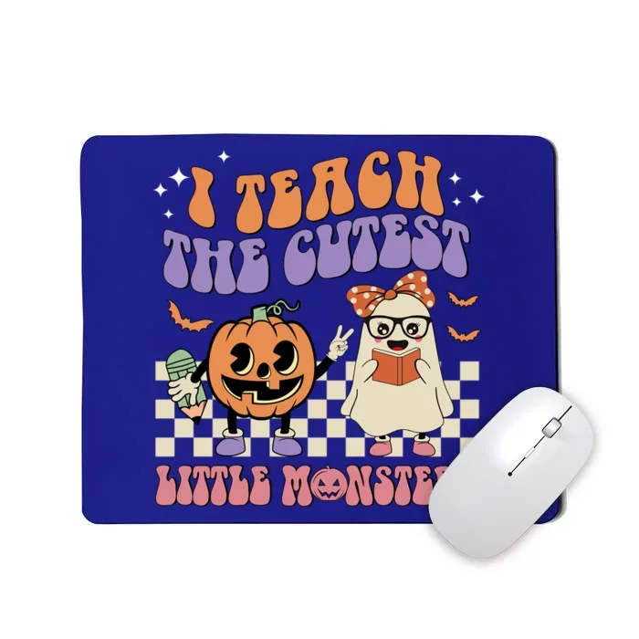 I Teach The Cutest Little Monster Retro Teacher Halloween Cute Gift Mousepad