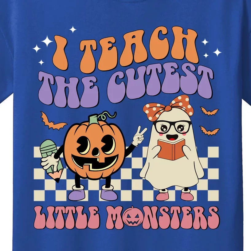 I Teach The Cutest Little Monster Retro Teacher Halloween Cute Gift Kids T-Shirt