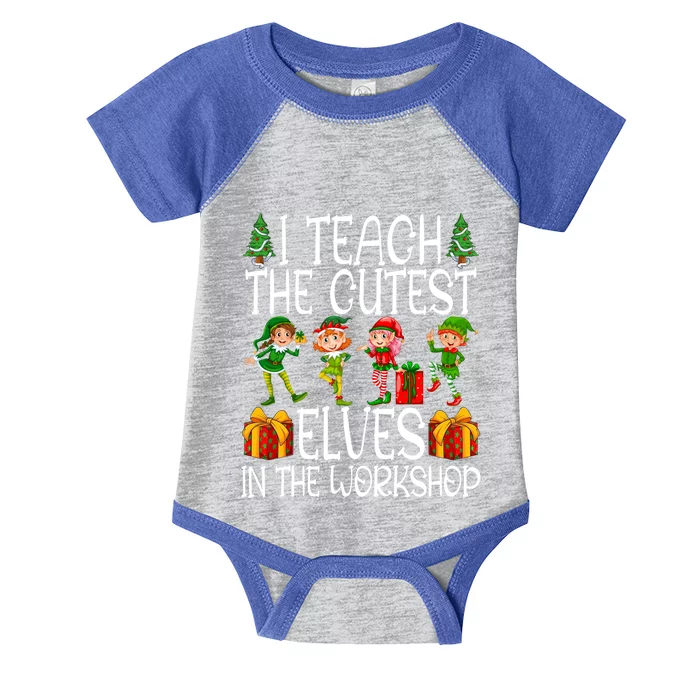 I Teach The Cutest In The Workshop Christmas Teacher Gift Infant Baby Jersey Bodysuit