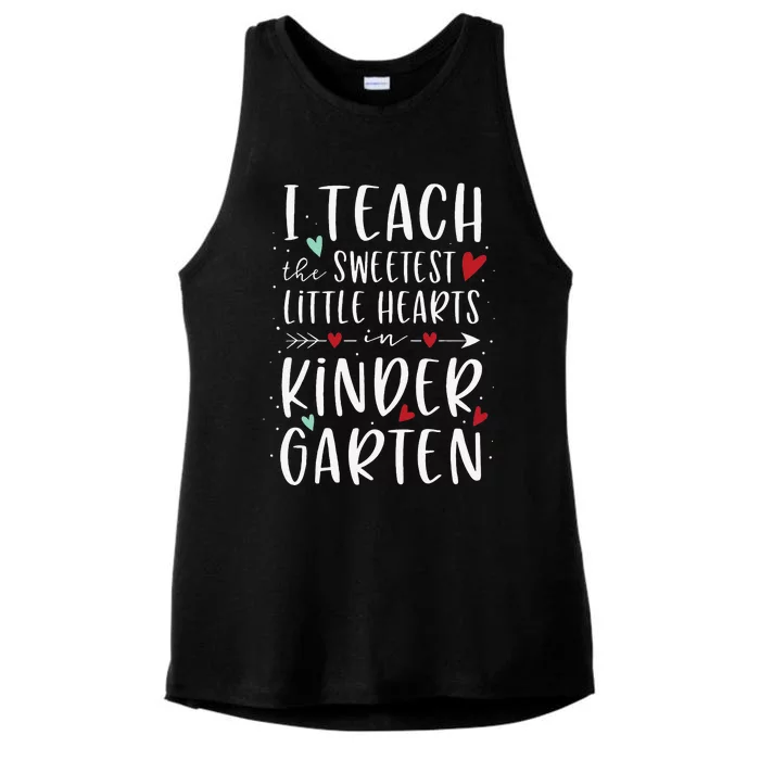 I Teach The Sweetest Little Hearts Valentines Day Teacher Ladies Tri-Blend Wicking Tank