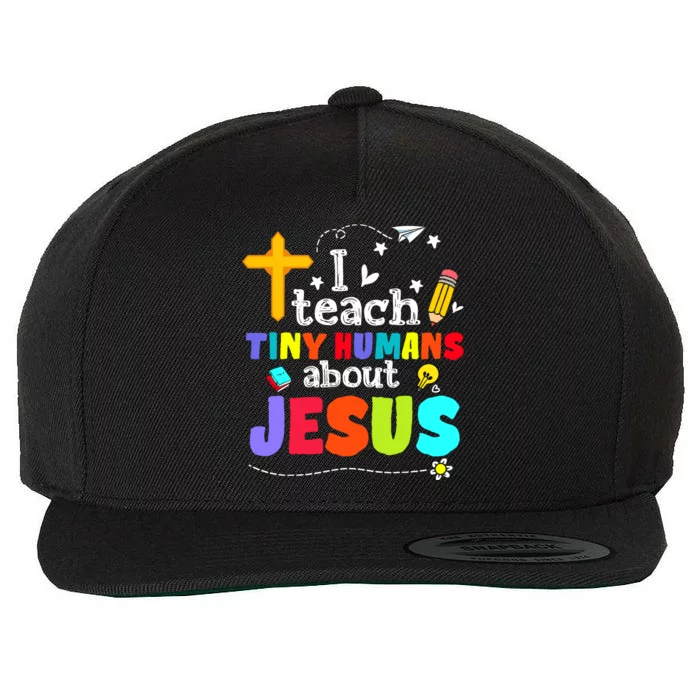 I Teach Tiny Humans About Jesus Sunday School Teacher Bible Wool Snapback Cap