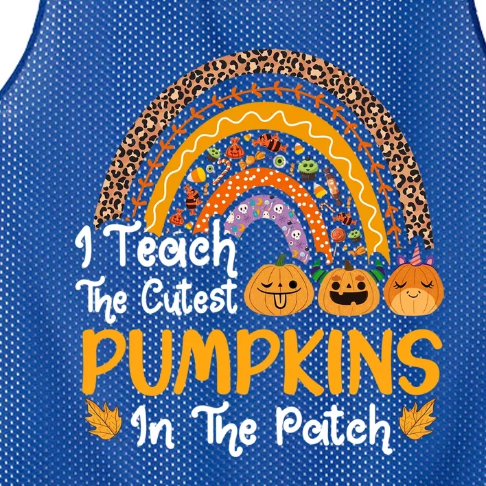 I Teach The Cutest Pumpkins In The Patch Teacher Fall Season Meaningful Gift Mesh Reversible Basketball Jersey Tank