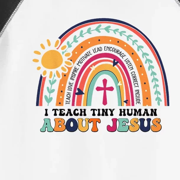 I Teach Tiny Human About Jesus Christian Teacher Toddler Fine Jersey T-Shirt