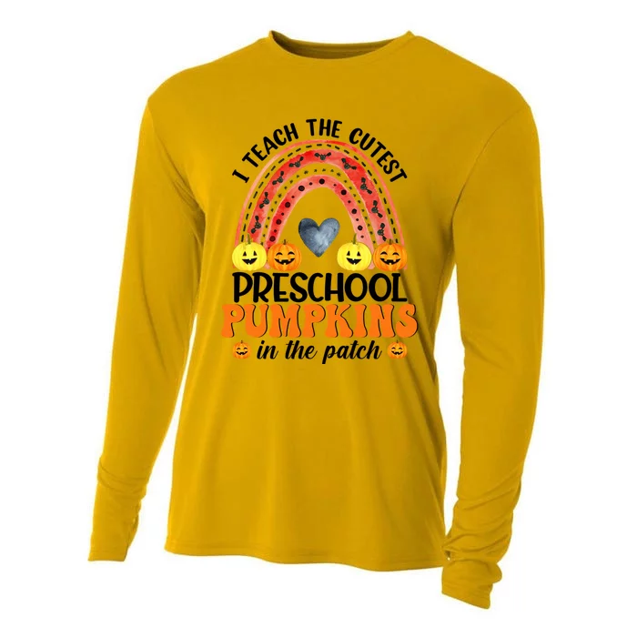 I Teach The Cutest Pumpkins Preschool Rainbow Teacher Funny Gift Cooling Performance Long Sleeve Crew