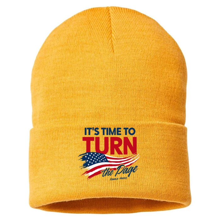 ItS Time To Turn The Page Kamala Harris President Sustainable Knit Beanie