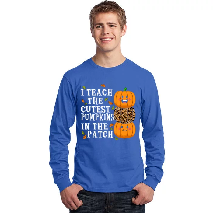 I Teach The Cutest Pumpkins In The Patch Leopard Halloween Gift Tall Long Sleeve T-Shirt