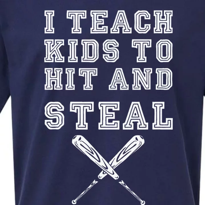 I Teach To Hit And Steal Baseball Coaches Gift Baseball Sueded Cloud Jersey T-Shirt