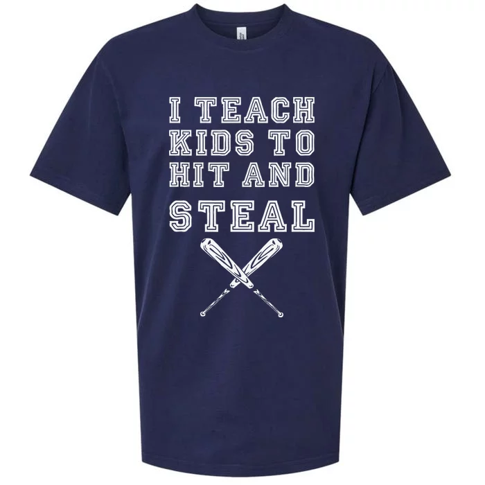 I Teach To Hit And Steal Baseball Coaches Gift Baseball Sueded Cloud Jersey T-Shirt