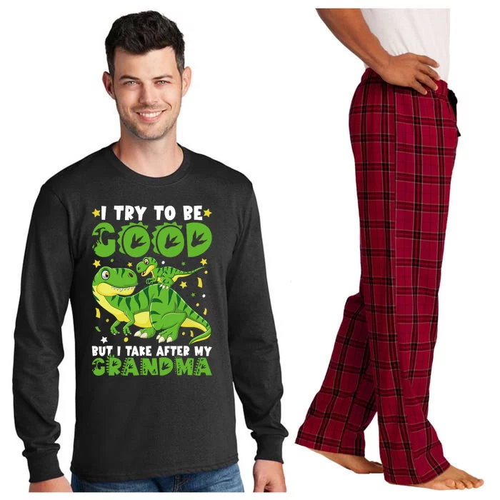 I Try To Be Good But I Take After My Grandma Dinosaur Long Sleeve Pajama Set