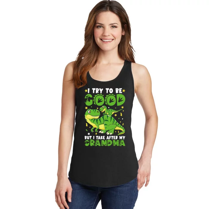 I Try To Be Good But I Take After My Grandma Dinosaur Ladies Essential Tank