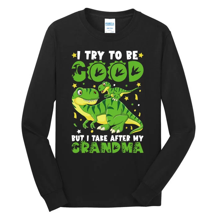 I Try To Be Good But I Take After My Grandma Dinosaur Tall Long Sleeve T-Shirt