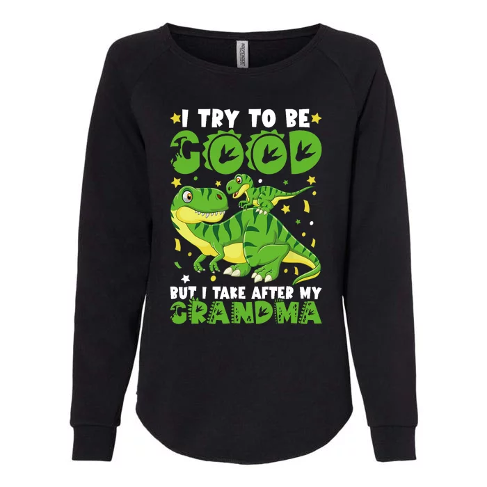 I Try To Be Good But I Take After My Grandma Dinosaur Womens California Wash Sweatshirt