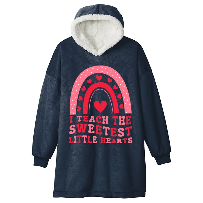 I Teach The Sweetest Hearts Groovy Valentines Day Hooded Wearable Blanket