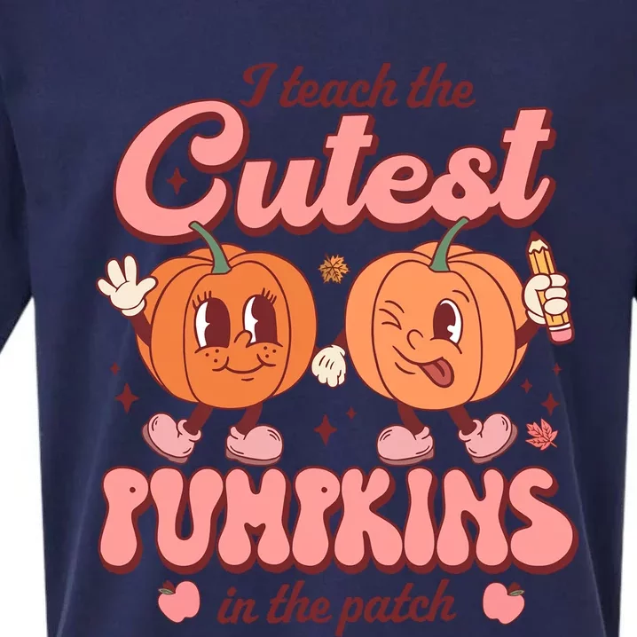 I Teach The Cutest Pumpkins In The Patch Teacher Halloween Gift Sueded Cloud Jersey T-Shirt