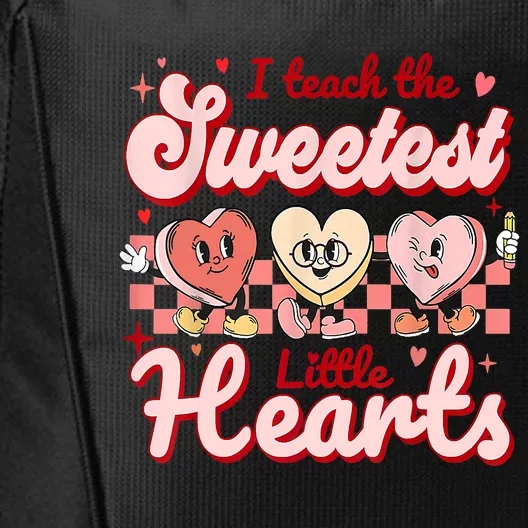 I Teach The Sweetest Hearts Retro Teacher Valentines Day City Backpack