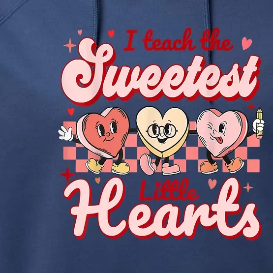 I Teach The Sweetest Hearts Retro Teacher Valentines Day Performance Fleece Hoodie