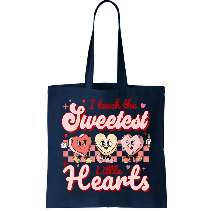 I Teach The Sweetest Hearts Retro Teacher Valentines Day Tote Bag