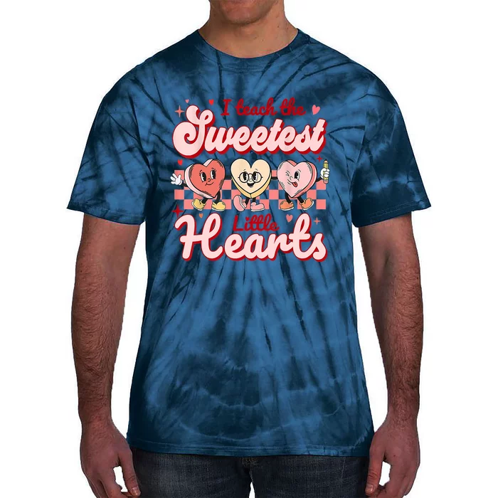 I Teach The Sweetest Hearts Retro Teacher Valentines Day Tie-Dye T-Shirt