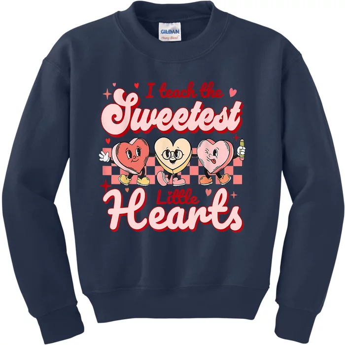 I Teach The Sweetest Hearts Retro Teacher Valentines Day Kids Sweatshirt