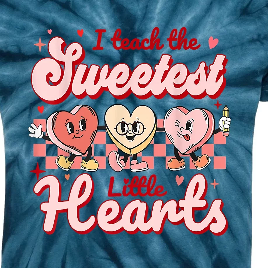 I Teach The Sweetest Hearts Retro Teacher Valentines Day Kids Tie-Dye T-Shirt