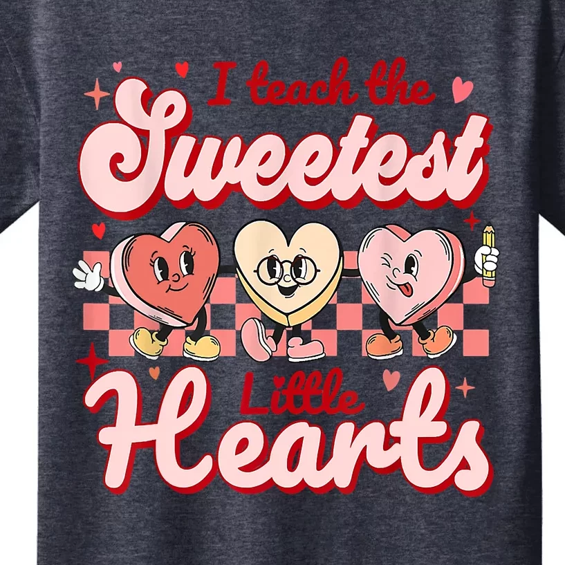 I Teach The Sweetest Hearts Retro Teacher Valentines Day Kids T-Shirt