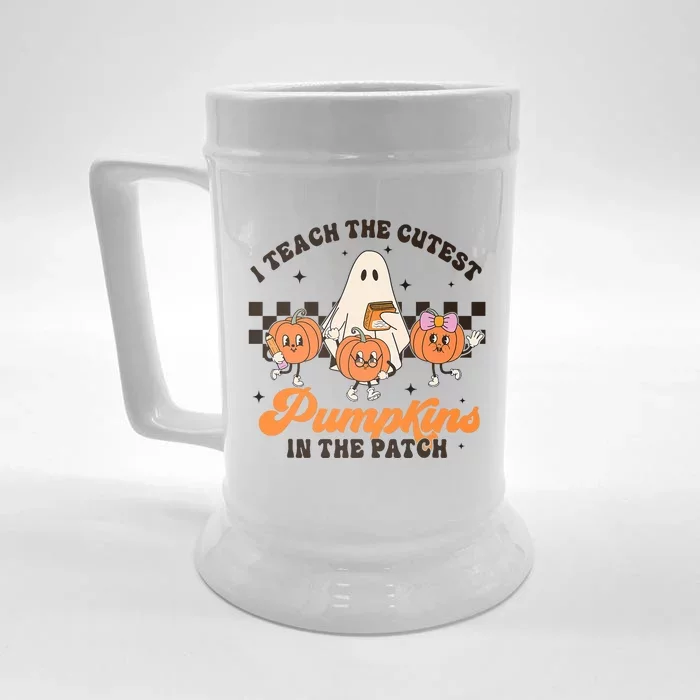 I Teach The Cutest Pumpkins In The Patch Halloween Teacher Front & Back Beer Stein