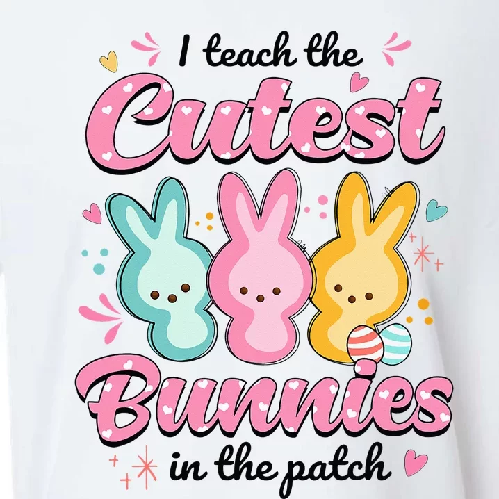 I Teach The Cutest Bunnies Funny Teacher Easter Day Sueded Cloud Jersey T-Shirt