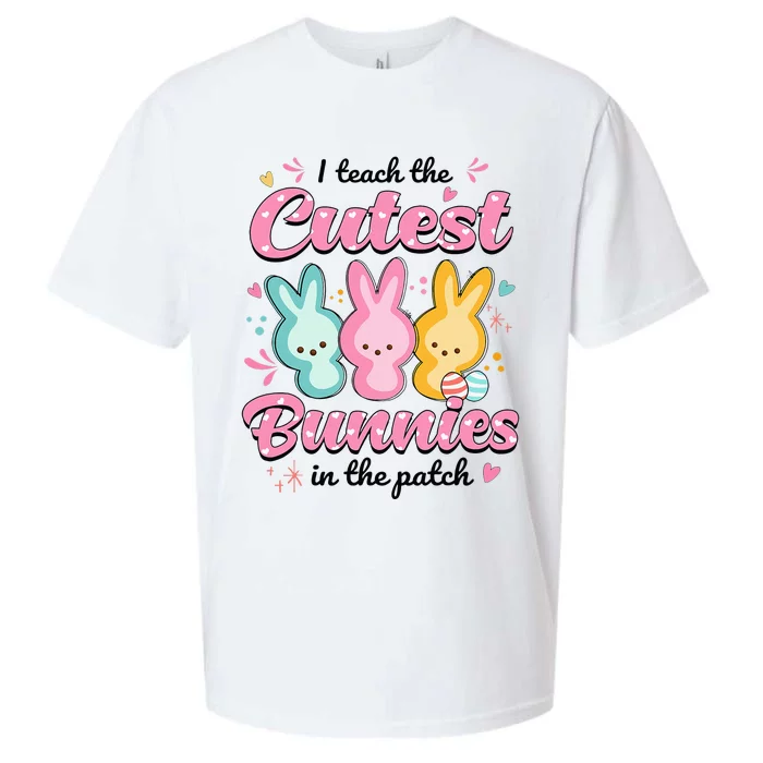 I Teach The Cutest Bunnies Funny Teacher Easter Day Sueded Cloud Jersey T-Shirt