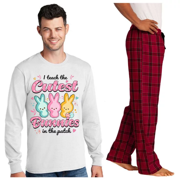 I Teach The Cutest Bunnies Funny Teacher Easter Day Long Sleeve Pajama Set