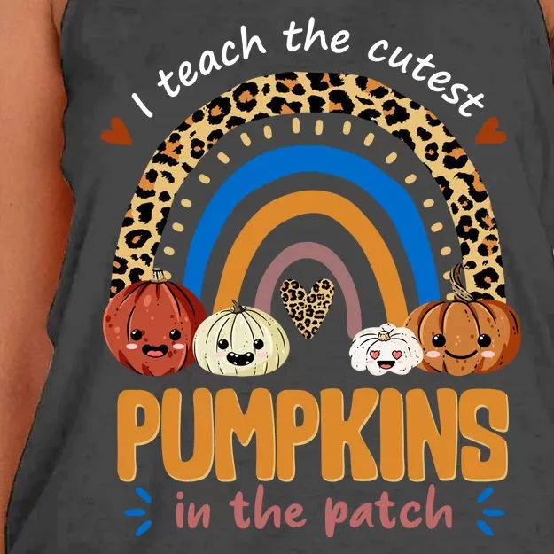 I Teach The Cutest Pumpkins In The Patch Leopard Women's Knotted Racerback Tank