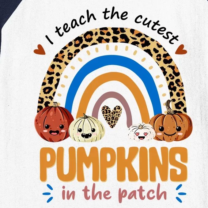 I Teach The Cutest Pumpkins In The Patch Leopard Baseball Sleeve Shirt