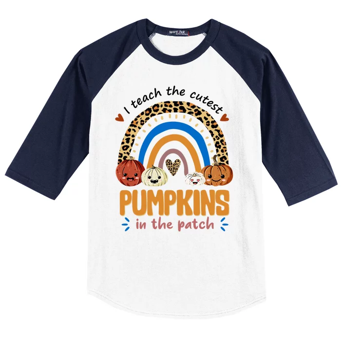 I Teach The Cutest Pumpkins In The Patch Leopard Baseball Sleeve Shirt