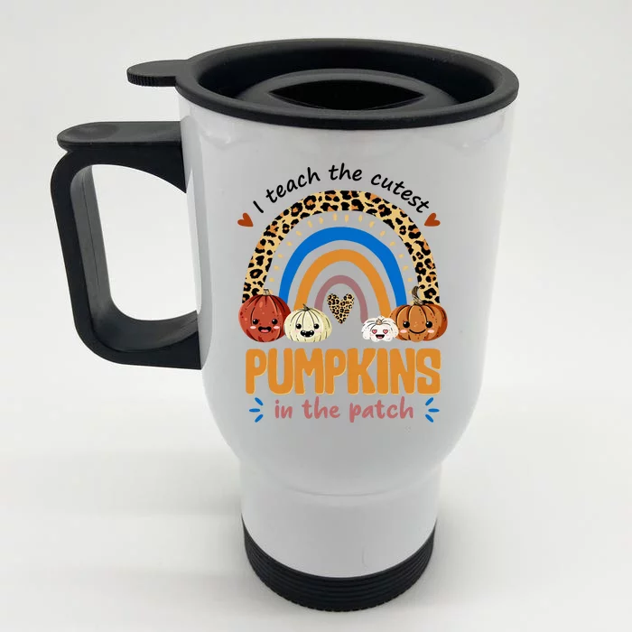 I Teach The Cutest Pumpkins In The Patch Leopard Front & Back Stainless Steel Travel Mug