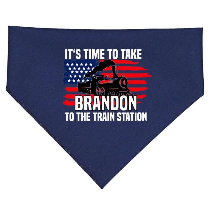 Its Time To Take Brandon To The Train Station, Anti Biden Design USA-Made Doggie Bandana