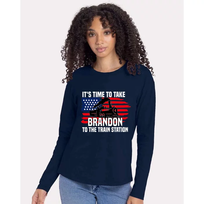 Its Time To Take Brandon To The Train Station, Anti Biden Design Womens Cotton Relaxed Long Sleeve T-Shirt