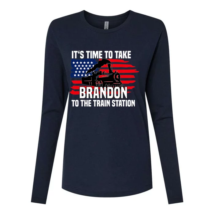 Its Time To Take Brandon To The Train Station, Anti Biden Design Womens Cotton Relaxed Long Sleeve T-Shirt