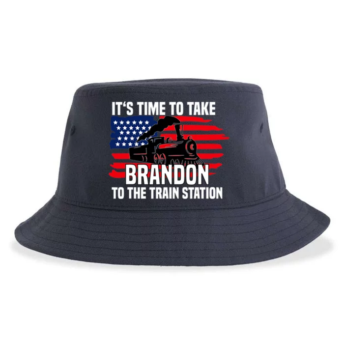 Its Time To Take Brandon To The Train Station, Anti Biden Design Sustainable Bucket Hat