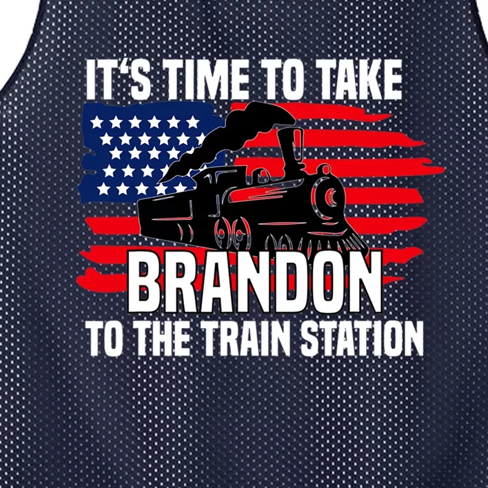 Its Time To Take Brandon To The Train Station, Anti Biden Design Mesh Reversible Basketball Jersey Tank