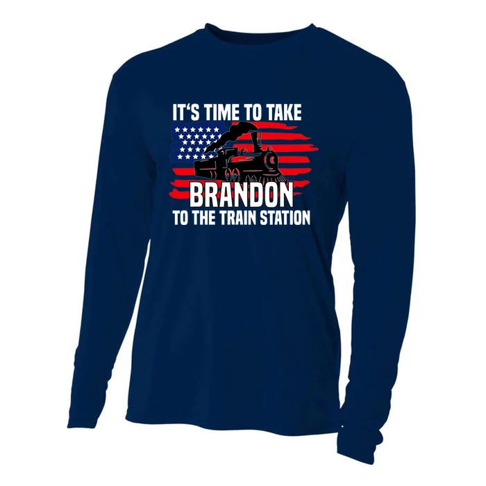 Its Time To Take Brandon To The Train Station, Anti Biden Design Cooling Performance Long Sleeve Crew