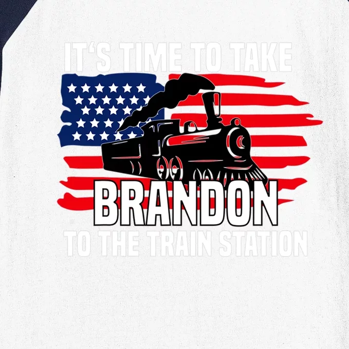 Its Time To Take Brandon To The Train Station, Anti Biden Design Baseball Sleeve Shirt