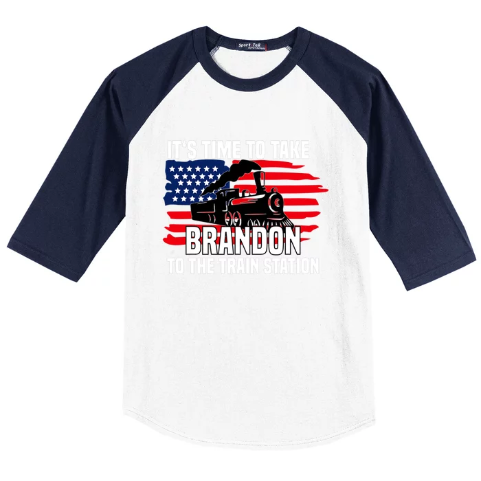 Its Time To Take Brandon To The Train Station, Anti Biden Design Baseball Sleeve Shirt