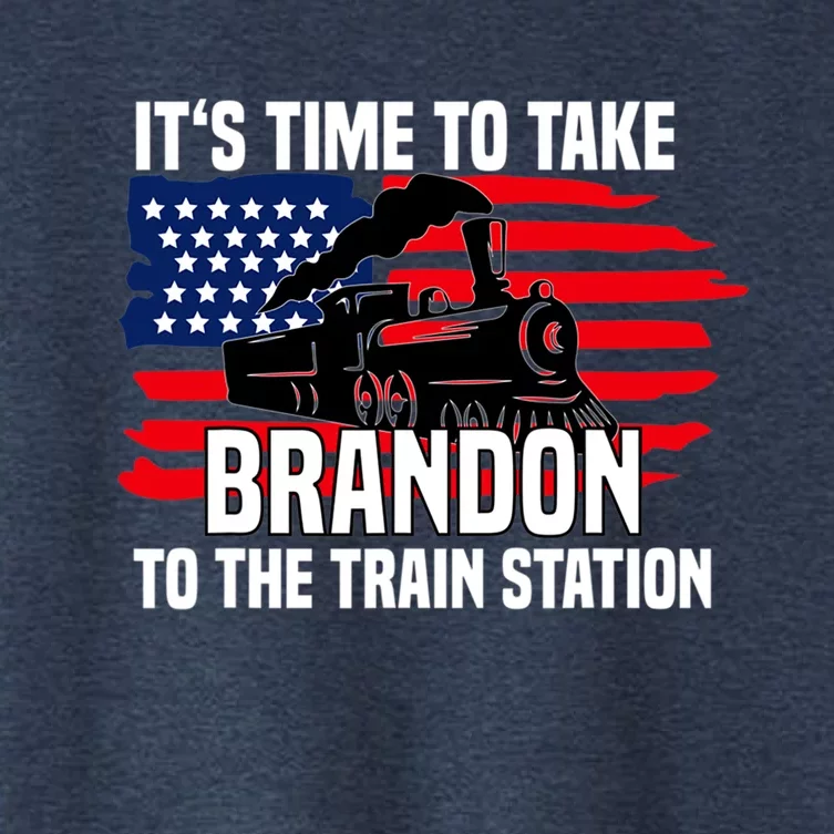 Its Time To Take Brandon To The Train Station, Anti Biden Design Women's Crop Top Tee