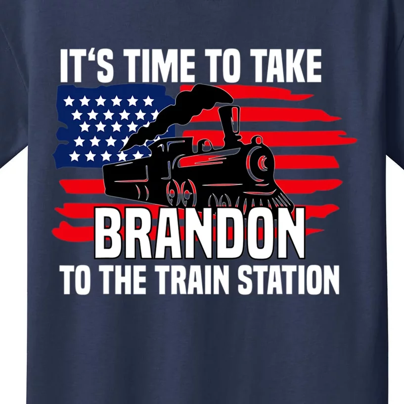 Its Time To Take Brandon To The Train Station, Anti Biden Design Kids T-Shirt