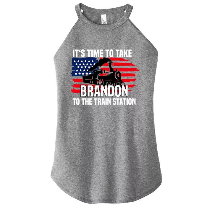 Its Time To Take Brandon To The Train Station, Anti Biden Design Women’s Perfect Tri Rocker Tank