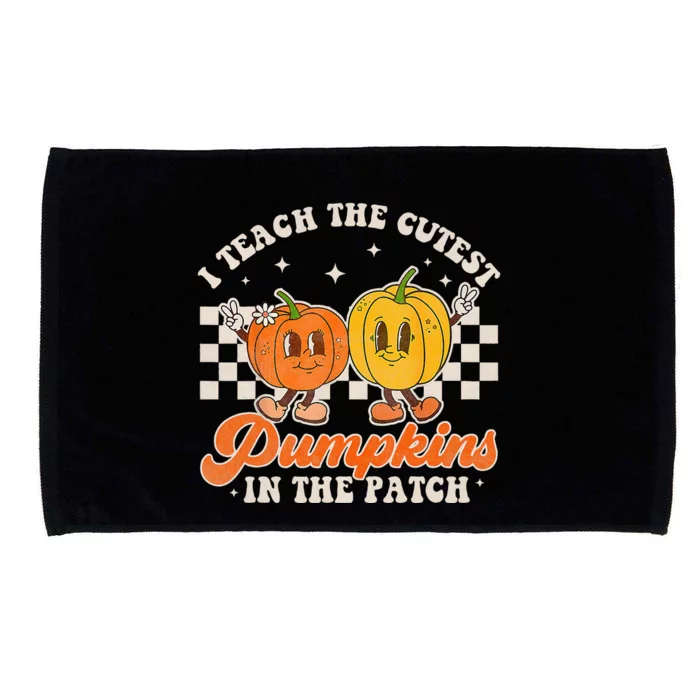 I Teach The Cutest Pumpkins In The Patch Retro Teacher Fall Microfiber Hand Towel