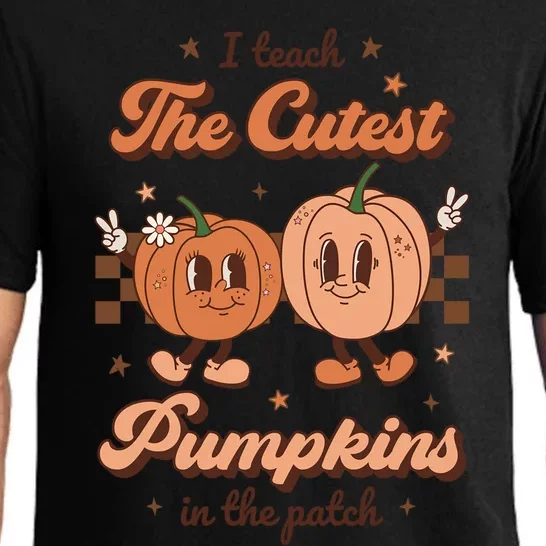 I Teach The Cutest Pumpkins In The Patch Retro Teacher Fall Gift Pajama Set