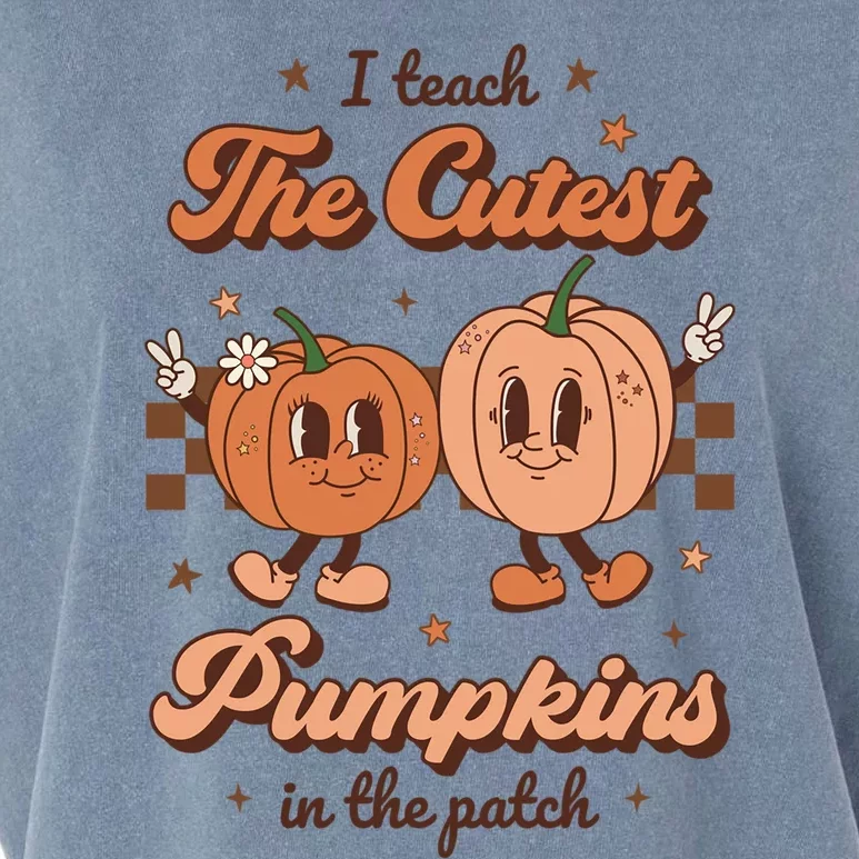 I Teach The Cutest Pumpkins In The Patch Retro Teacher Fall Gift Garment-Dyed Women's Muscle Tee